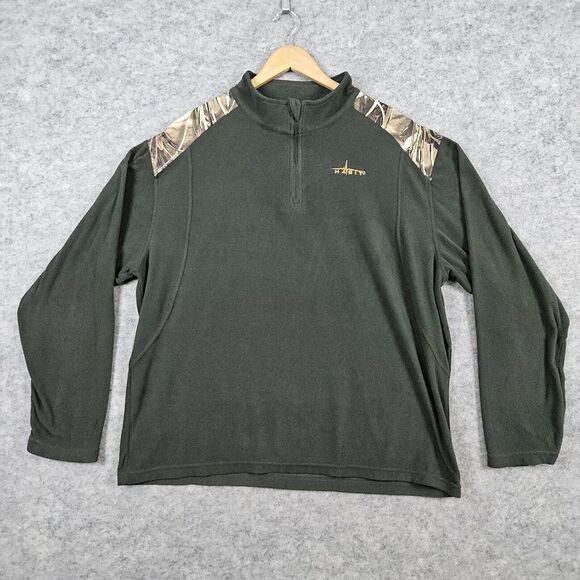 Habit Men's Quarter 1/4 Zip Pullover Fleece‎ Size XL Green & Camo Sweater - Picture 1 of 10